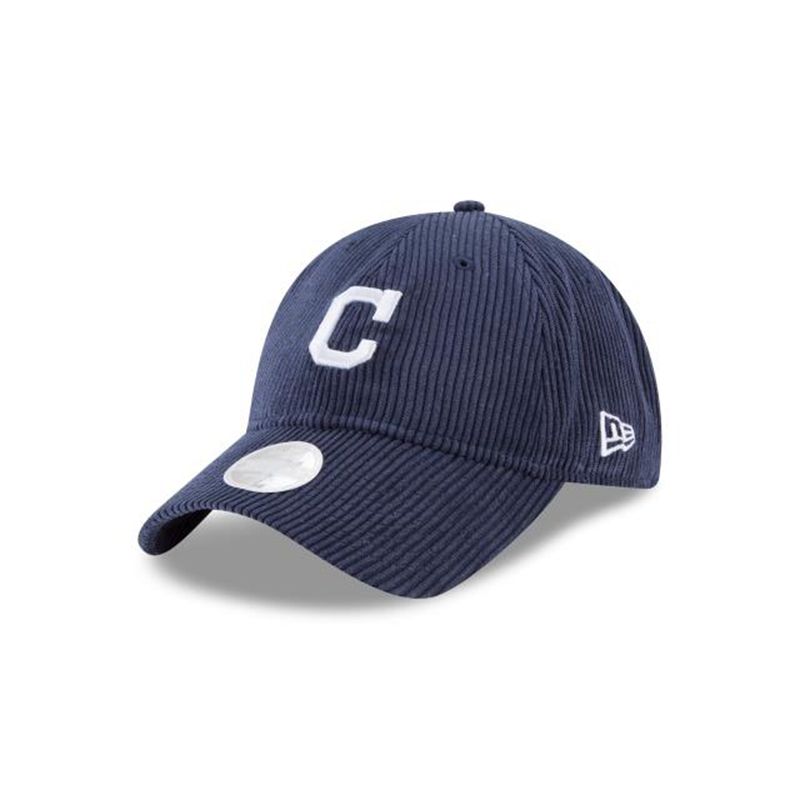 MLB Cleveland Indians Womens Corduroy 9Twenty Adjustable (VKR5171) - Blue New Era Caps